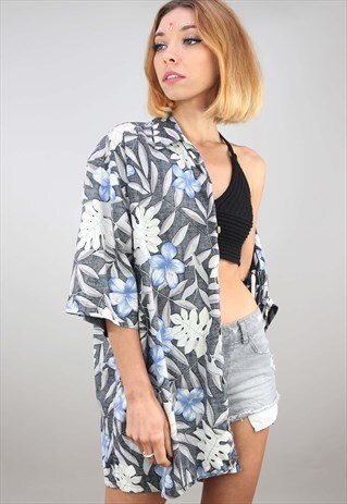 VINTAGE OVERSIZED SHORT SLEEVE HAWAIIAN PATTERNED SHIRT