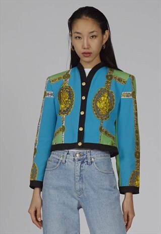 VINTAGE EARLY 90S VERSACE MULTI COLOUR BAROCCO PRINT JACKET