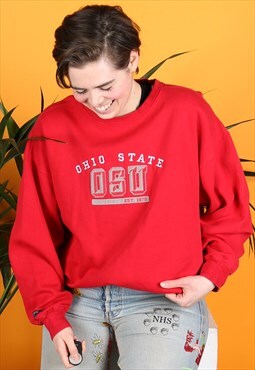 Vintage Sweater in Red with Ohio State Embroidery