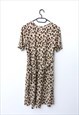 VINTAGE ANIMAL PRINT BEIGE MIDI SUMMER DRESS 