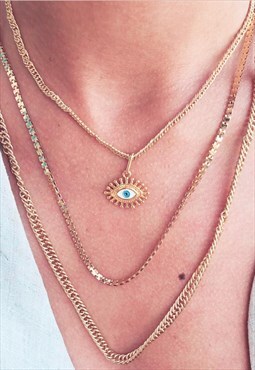 June Evil Eye Layered Necklace 