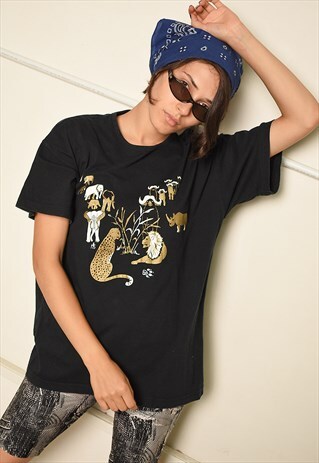 VINTAGE Y2K FESTIVAL T-SHIRT TOP WITH ANIMAL PRINT