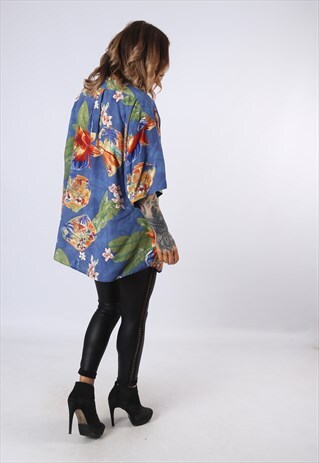 PRINT PATTERNED SHIRT OVERSIZED FITTED UK 20 - 22 (F42J)