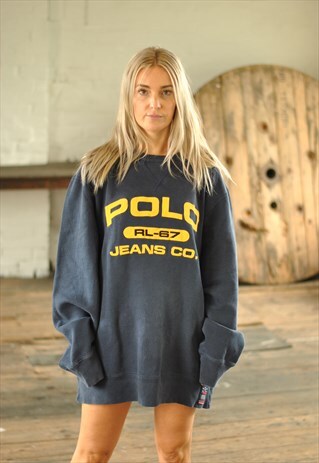 90'S BLUE SPELL OUT SWEATER