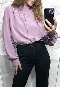 Retro Lilac Elegant Blouse / Shirt - Large 