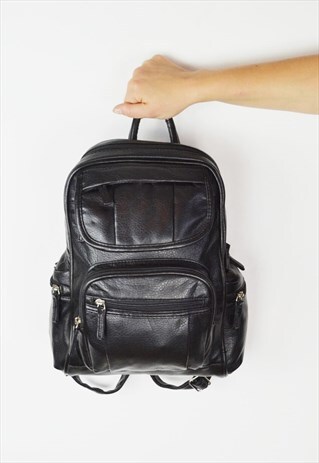 BLACK LEATHER BACKPACK BAG