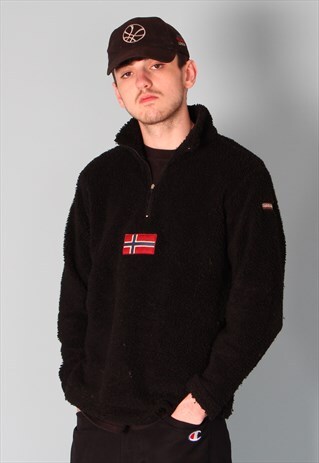 NAPAPIJRI BLACK SHERPA 1/4 ZIP FLEECE