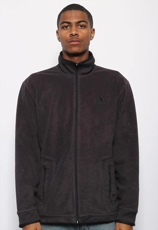 VINTAGE ADIDAS LOGO FULL ZIP FLEECE BLACK