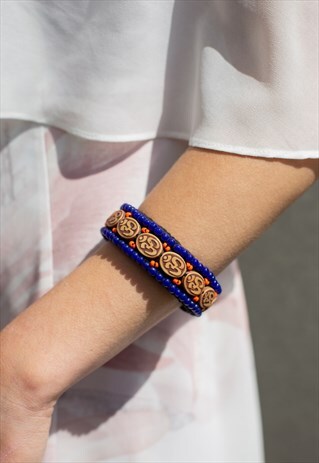 OM AUM BEADED BRACELET BANGLE ADJUSTABLE SIZE