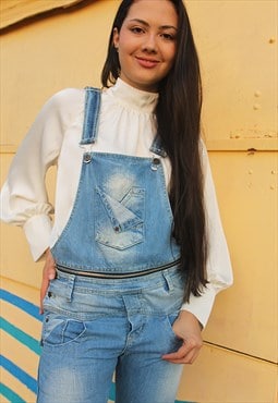 Long Dungarees in Light Blue