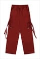 PARACHUTE JOGGERS CARGO POCKET PANTS RAVE TROUSERS IN RED