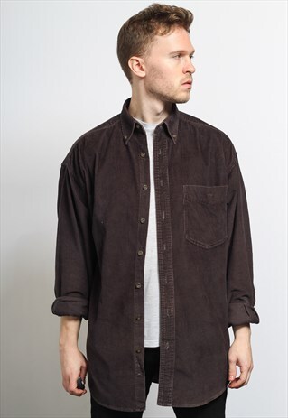 VINTAGE CORDUROY CORD SHIRT BROWN