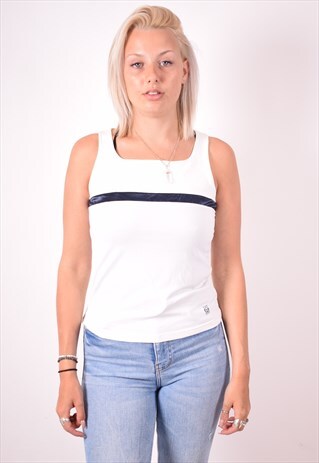 SERGIO TACCHINI WOMENS VINTAGE VEST TOP SMALL WHITE 90S