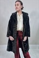 Vintage 70's Brown Faux Fur Knee Length Coat