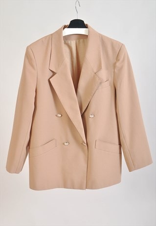 VINTAGE 80S DOUBLE BREASTED BLAZER IN BEIGE