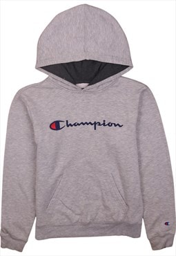 Vintage 90's Champion Hoodie Spellout Pullover Grey XLarge