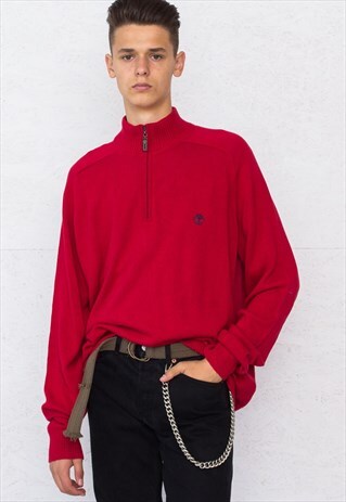 VINTAGE RED TIMBERLAND 1/4 ZIP SWEATSHIRT