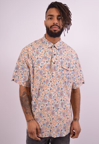 VINTAGE PULLOVER SHIRT FLORAL PAISLEY WHITE