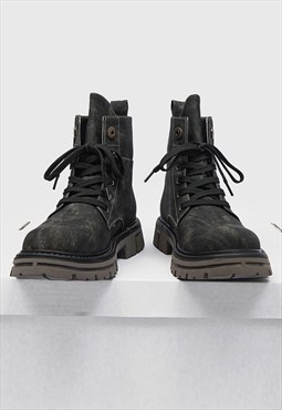 Denim boots tractor platform jean shoes skater trainers grey