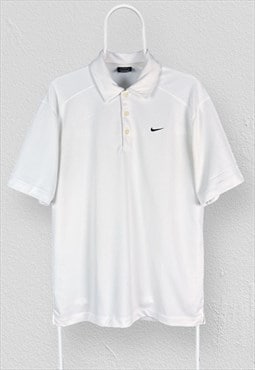 Nike Golf White Polo Shirt Short Sleeve Dri-Fit Mens Medium