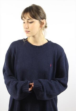 VINTAGE POLO RALPH LAUREN NAVY JUMPER