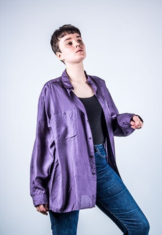 VINTAGE 1980S PURPLE SILK SHIRT