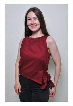 Minimalist y2k top, red color cotton tank - MEDIUM size 