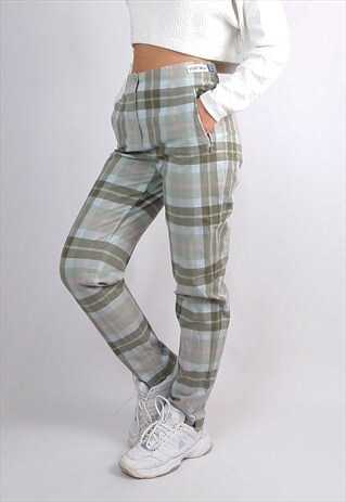 VANILIA VINTAGE 90'S PLAID STRETCH COTTON TARTAN PRINT PANTS