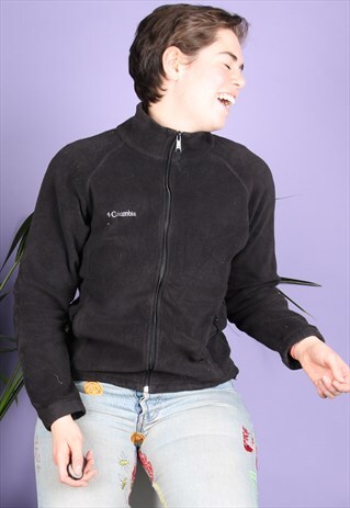 VINTAGE COLUMBIA FLEECE IN BLACK WITH A ZIP