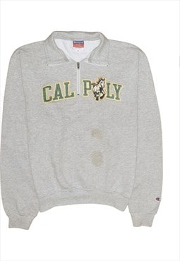 Vintage 90's Champion Sweatshirt Calpoly Quater Zip Grey