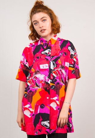 VINTAGE 90'S PINK PATTERNED SHIRT