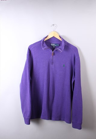 VINTAGE MENS PURPLE RALPH LAUREN QUARTER ZIP JUMPER