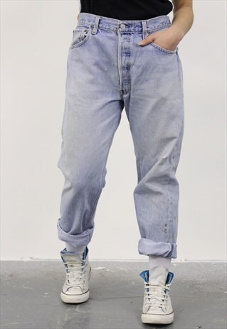VINTAGE LEVI'S 501 BLUE PAINT MOM JEANS