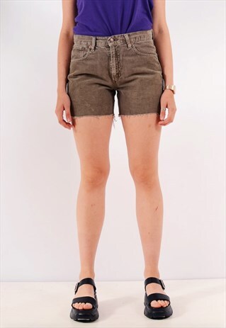 VINTAGE LEVI'S DISTRESSED CORD SHORTS LIGHT BROWN