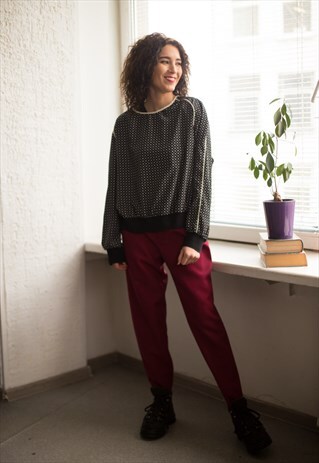 VINTAGE 90'S BLACK/WHITE POLKA DOT BLOUSE
