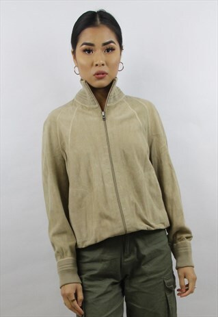 VINTAGE 90'S SUEDE BEIGE BOMBER JACKET