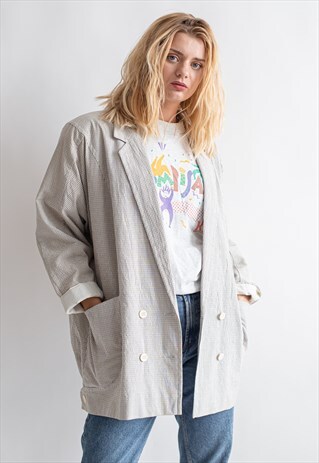 VINTAGE 80S OVERSIZED BOYFRIEND BLAZER WITH LARGE POCKETS