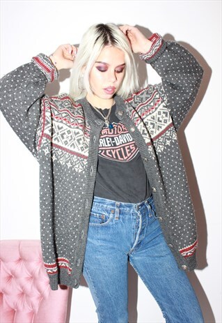VINTAGE 90S NORWEGIAN ICELANDIC WOOL CARDIGAN