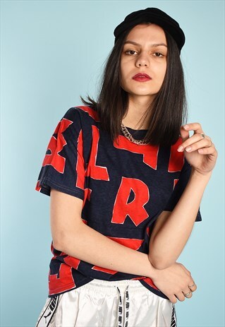 90'S RETRO LETTER PRINT TOP TEE T-SHIRT