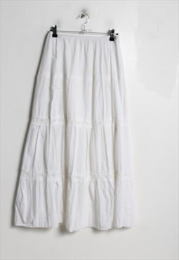 Vintage Y2k Frilly Midi Skirt White