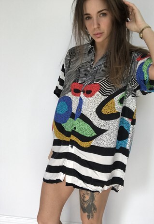 PATTERNED OVERSIZED RETRO VINTAGE UNISEX FESTIVAL SHIRT