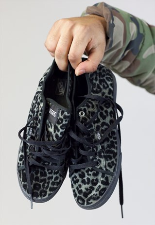 VINTAGE VANS BLACK CHEETAH PRINT TRAINERS