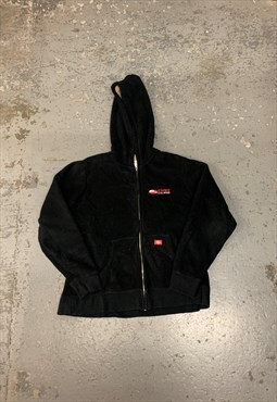 Vintage DICKIES Fleece Hoodie Black Zip Up with Company Logo