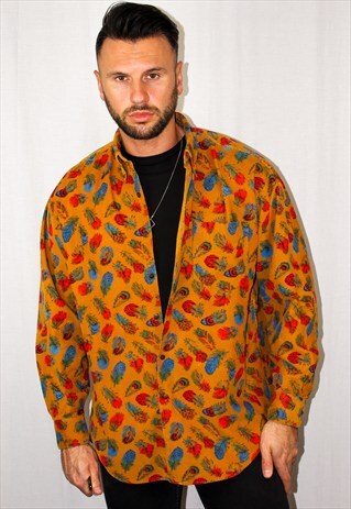 VINTAGE FEATHER PATTERNED CORDUROY SHIRT