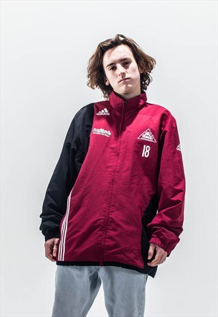 VINTAGE 90S ADIDAS TRACK TOP IN RED AND BLACK