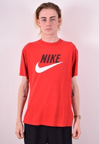 NIKE MENS VINTAGE T-SHIRT TOP MEDIUM RED 90S