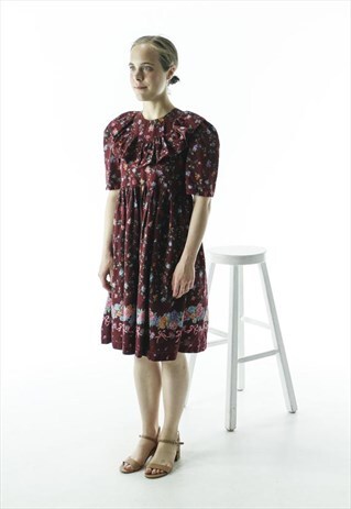 FLORAL PLEATED DRESS / FALL MIDI DRESS