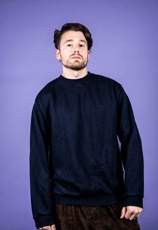 VINTAGE SWEATER IN NAVY BLUE WITH EMBROIDERY LOGO