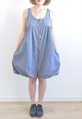 VINTAGE 90'S BUBBLE BOTTOM FULL ZIPPER SUMMER VEST DRESS