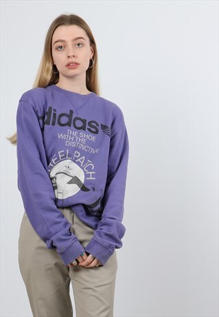 VINTAGE ADIDAS MEDIUM PURPLE PRINT SWEATSHIRT